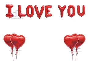 Devdrishti Products Red I Love You Foil Balloon Decoration Pack Of 7 Pcs Decoration Kit Contains 1 I Love You 4 Red Heart Foil 1 Glue Dot And 1 Ribbon-thumb1