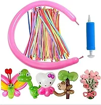 Devdrishti Products 100 Pc Twisting Balloon, Tube Balloon, Long Balloon For Kids, Long Twisting Balloon With Pump For Flower Making Animal Shape And Party Celebration 100 Pc Balloons + 1Pc Pump-thumb1