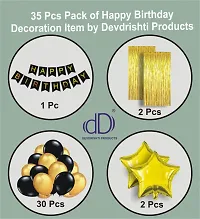 Devdrishti Products 35 Pcs Happy Birthday Decoration Combo Pack Kit Includes 1 Pc Happy Birthday Banner 2 Pcs Golden Curtains 30 Balloons 2 Pcs Golden Star Foil Balloon-thumb1