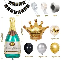 Devdrishti Products Happy Birthday Banner Decoration Kit - 51 Pcs Set For Boys Husband Balloons Decorations Items Combo With Champagne Foil Balloon Crown Foil, Metallic Balloons Arc And Glue Dot-thumb1