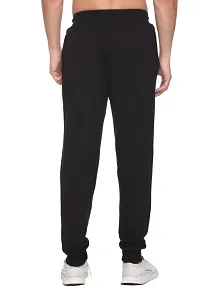 Black Cotton Blend Regular Track Pants For Men-thumb2