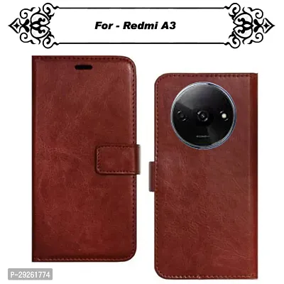 Stylish Brown Artificial Leather Flip Cover for Smartphone