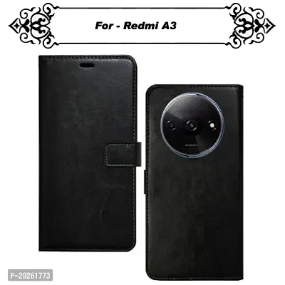 Stylish Black Artificial Leather Flip Cover for Smartphone