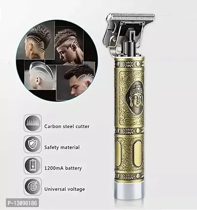 Premium Metal Finished Buddha Style Hair Trimmer | Carbon Steel Cutter | 1200mA Large Battery | 100 Minutes Runtime-thumb0