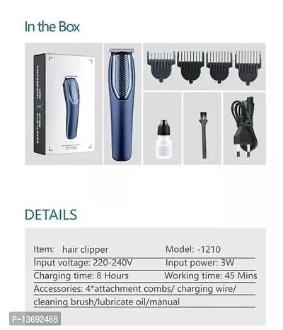 HT-1210 Beard Trimmer for Men And Hair Trimmer for Men,Professional Beard Trimmer For Man with 4 Trimming Combs | 45 Min Cordless Use,Trimmer for men ( Blue )-thumb2