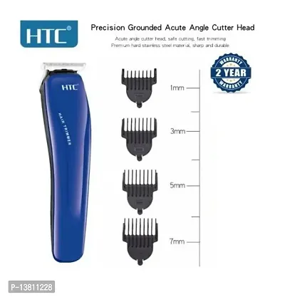 HTC AT-528 rechargeable hair trimmer for men with T shape precision Fully Waterproof Trimmer 60 min Runtime 4 Length Settings (Blue, Black)