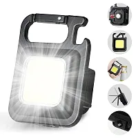 Keychain LED Light Rechargeable Emergency Light 2-Hours Battery Life with Bottle Opener, Magnetic Base, and Foldable Bracket Tiny COB 500 Lumens (Square with 4 Modes)-thumb2