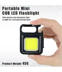 Keychain LED Light Rechargeable Emergency Light 2-Hours Battery Life with Bottle Opener, Magnetic Base, and Foldable Bracket Tiny COB 500 Lumens (Square with 4 Modes)-thumb4