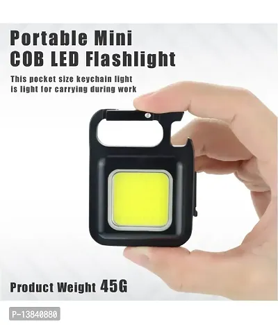 Keychain LED Light Rechargeable Emergency Light 2-Hours Battery Life with Bottle Opener, Magnetic Base, and Foldable Bracket Tiny COB 500 Lumens (Square with 4 Modes)-thumb5