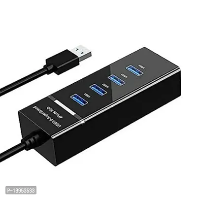 USB Hub 3.0 Superspeed 4-Port  Data Hub High Speed Compatible for All Laptops (Black)-thumb0