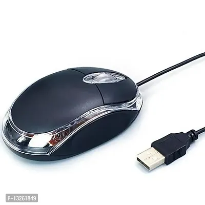 USB 2.0 Wired Optical Mouse 2000 DPI for Laptop,Computer,PC etc.- (Black with Red Light)-thumb0
