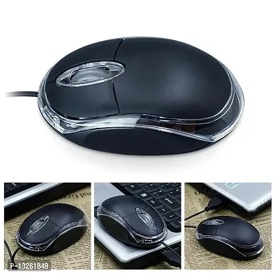 USB 2.0 Wired Optical Mouse 2000 DPI for Laptop,Computer,PC etc.- (Black with Red Light)-thumb2