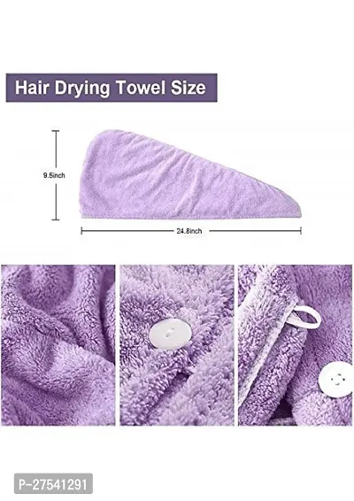 Hair Towel Wrap - Hair Towels for Women, Towel for Hair, Super Absorbent Microfiber Hair Towel, Quick-Dry Hair Drying Towel with Button Design, Hair Turbans for Wet Hair 10 x 26 Inch-thumb4