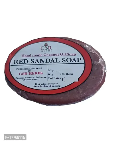 VS Products Handmade Herbal Red Sandal Soap 90g (Pack of 2) for Deep Moisturizing and Skin Immunity made from Pure Coconut oil (Pack of 2)-thumb0