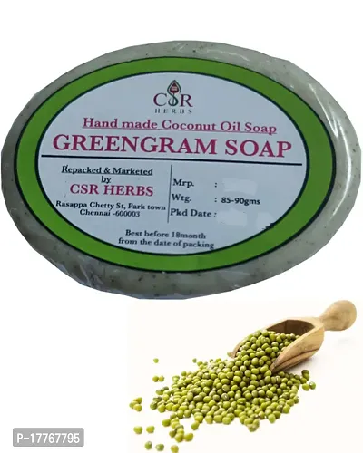 VS Products Handmade Herbal Greengram Soap 90g (Pack of 2) For soothening dry skin and moisture, Pure Coconut oil (Pack of 2)-thumb3