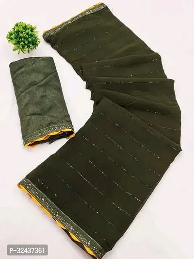 Stylish Green Georgette Embellished Saree with Blouse piece For women