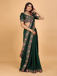 Stylish Green Art Silk Zari Saree with Blouse piece For Women-thumb3