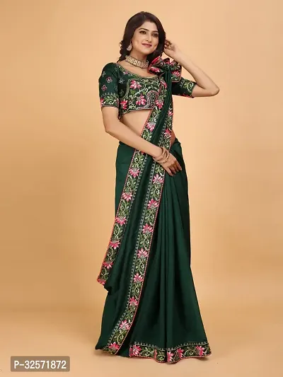 Stylish Green Art Silk Zari Saree with Blouse piece For Women-thumb4