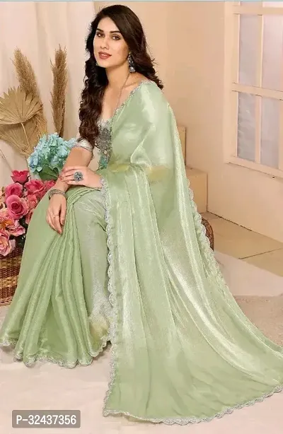 Stylish Green Georgette Embellished Saree with Blouse piece For women-thumb0