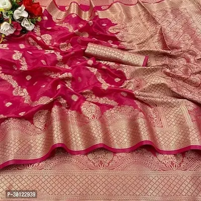 Beautiful Organza Saree With Blouse Piece For Women-thumb0