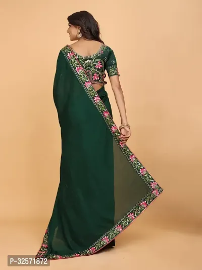 Stylish Green Art Silk Zari Saree with Blouse piece For Women-thumb2