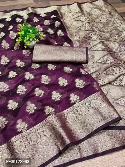 Beautiful Organza Saree With Blouse Piece For Women-thumb0