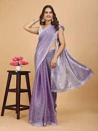 Stylish Purple Organza Embellished Saree with Blouse piece For Women-thumb3