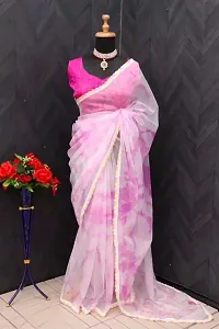 Beautiful Organza Saree With Blouse Piece For Women-thumb1