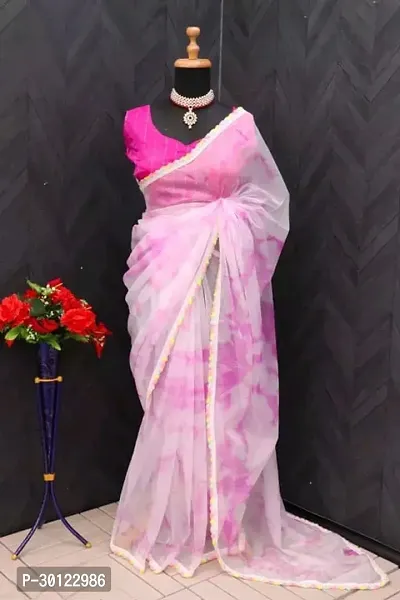 Beautiful Organza Saree With Blouse Piece For Women-thumb2