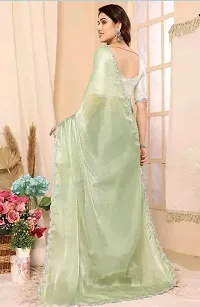 Stylish Green Georgette Embellished Saree with Blouse piece For women-thumb1