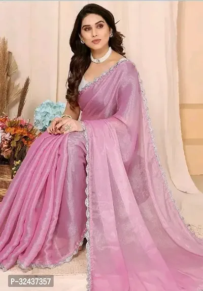 Stylish Pink Georgette Embellished Saree with Blouse piece For women