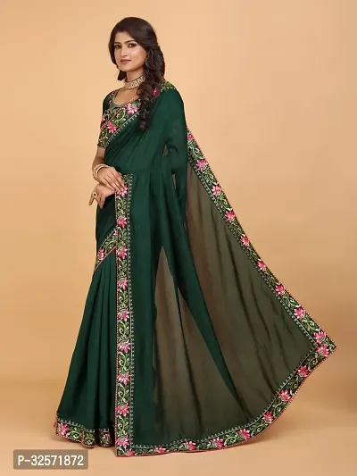 Stylish Green Art Silk Zari Saree with Blouse piece For Women-thumb3