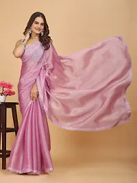 Stylish Pink Organza Embellished Saree with Blouse piece For Women-thumb3