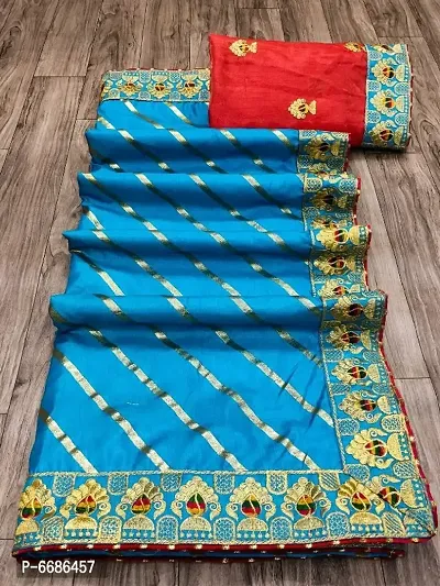 Dola Silk Embroidered Lace Border Sarees with Blouse Piece