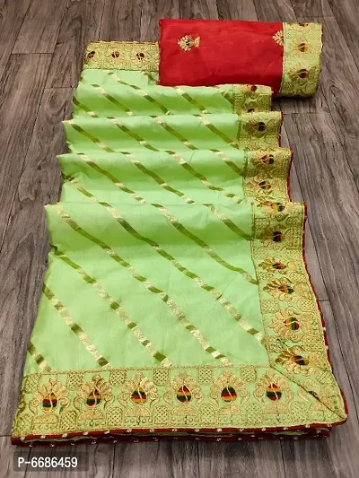 Dola Silk Embroidered Lace Border Sarees with Blouse Piece-thumb0