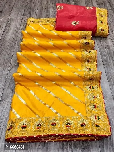 Dola Silk Embroidered Lace Border Sarees with Blouse Piece-thumb0