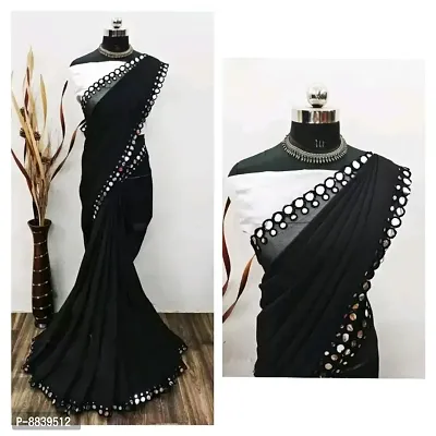 Georgette Mirror Work Saree With Blouse