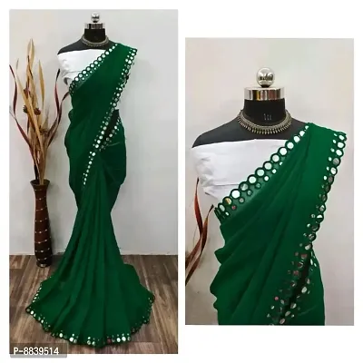 Georgette Mirror Work Saree With Blouse