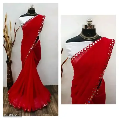 Georgette Mirror Work Sarees For Women