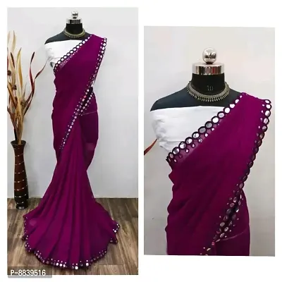 Georgette Mirror Work Saree With Blouse