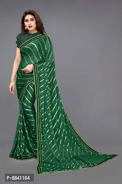 Green Art Silk Foil Print Sarees For Women
