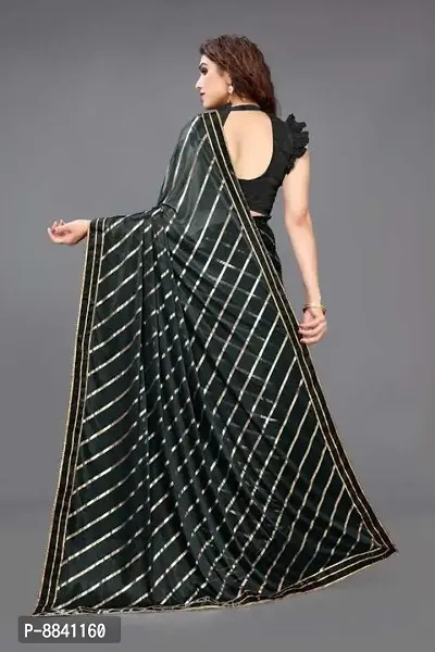 Vichitra Silk Foil Print Lace Border Sarees with Blouse Piece-thumb2