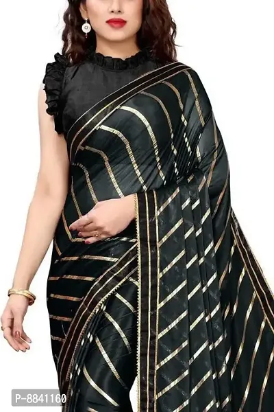 Vichitra Silk Foil Print Lace Border Sarees with Blouse Piece-thumb3