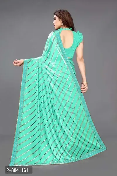 Vichitra Silk Foil Print Lace Border Sarees with Blouse Piece-thumb4