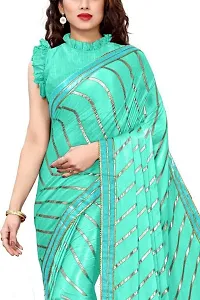 Vichitra Silk Foil Print Lace Border Sarees with Blouse Piece-thumb2