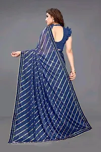 Vichitra Silk Foil Print Lace Border Sarees with Blouse Piece-thumb2