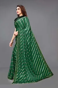 Vichitra Silk Foil Print Lace Border Sarees with Blouse Piece-thumb1