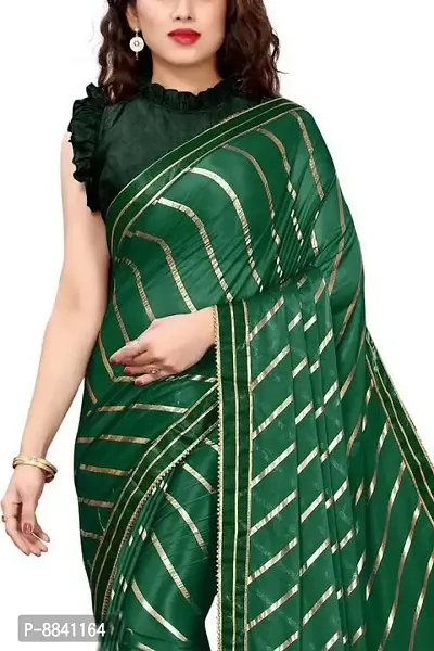 Vichitra Silk Foil Print Lace Border Sarees with Blouse Piece-thumb4