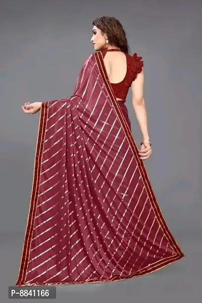 Vichitra Silk Foil Print Lace Border Sarees with Blouse Piece-thumb2
