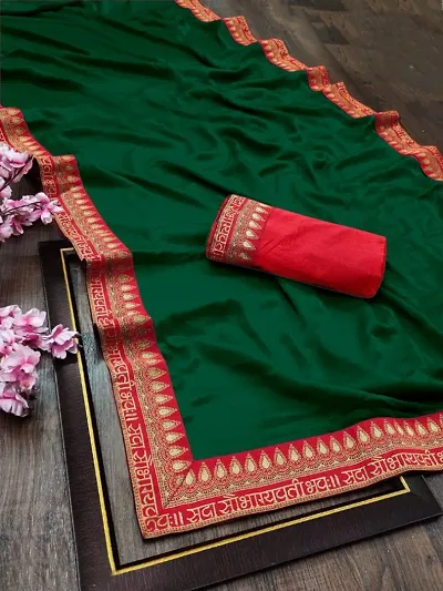 Saubhagyavati Vichitra Silk Zari Lace Border Sarees with Blouse Piece